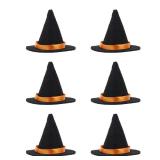 6pcs Mini Felt Witchy Hats, 2.56x2.36in Cute Tiny Wizard Hats Small Felt Wine Bottle Covers Topper Witchy Decoration for Crafts Halloween Party Favors Hair Headwear Costume Accessories (Black)