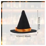 6pcs Mini Felt Witchy Hats, 2.56x2.36in Cute Tiny Wizard Hats Small Felt Wine Bottle Covers Topper Witchy Decoration for Crafts Halloween Party Favors Hair Headwear Costume Accessories (Black)