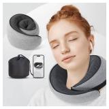 NOCRLG Travel Pillow, Travel Neck Pillow for Airplanes Car, 100percent Pure Memory Foam Travel Pillow, Sleeping Essentials for Long Flight 360° Head Support Degree Comfort and Breathability (Grey)