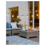 Outdoor String Lights 25 Feet G40 LED Patio Lights, Plug-in, 13 Plastic Edison Bulbs(1 Spare), Waterproof Connectable Hanging Light for Backyard Porch Balcony Party Decor, E12 Base, Black