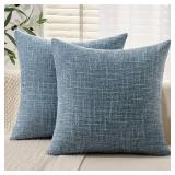 MIULEE Burlap Linen Throw Pillow Covers 18x18 Inch Set of 2 Coastal Blue Farmhouse Decorative Pillows Modern Pillowcases Soft Accent Cushion Covers for Outdoor Couch Sofa Bedroom Livingroom Home Decor