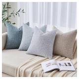 MIULEE Burlap Linen Throw Pillow Covers 18x18 Inch Set of 2 Coastal Blue Farmhouse Decorative Pillows Modern Pillowcases Soft Accent Cushion Covers for Outdoor Couch Sofa Bedroom Livingroom Home Decor
