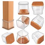 Chair Leg Floor Protectors Square, Silicone Chair Leg Protectors for Hardwood Floors, Furniture Leg Pads Caps Covers Protect Wooden Floors from Scratching 20 Pcs Large (Fit:1-116\ to 1-58\in)in