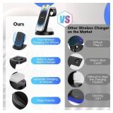 3 in 1 Charging Station for iPhone, Wireless Charger for iPhone 17 16e 16 15 14 13 12 11 X Pro Max and Apple Watch - Wireless Charging Station for AirPods 4 3 Pro