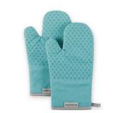 KitchenAid Asteroid Oven Mitt Set, 7\x12.5\in, Aqua Sky, 2 Piecein