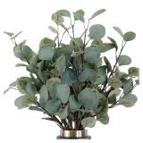 HinyoCo 6 Pcs 35 Inch Tall Stems Artificial Eucalyptus Leaves?Faux Silver Dollar Eucalyptus Leaf Branches in Grey Green for Home Party Wedding Decoration