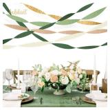 AOBKIAT Wedding Party Decorations, 5 Rolls Olive Green Khaki Crepe Paper Streamers for Green Boho Wedding, Birthday, BridalBaby Shower