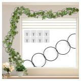 24 Pcs Chain Trellis for Climbing Plants, 120 Inch Long Metal Plant Trellis Indoor Outdoor, Garden Wall Vine Support Trellis, Plant Accessories for Ivy, Peonies, Circle Design Black