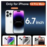 Temdan for iPhone 14 Pro Max Case Clear with Screen Protector, Compatible with Magsafe, Anti-Yellowing, Military-Grade Protection, Shockproof Slim Magnetic Phone Case Cover, Transparent