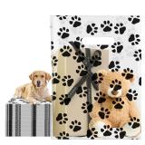 Infankey 100 PCS Dog Paw Gift Bags Bulk Pet Paw Puppy Print Plastic Treat Favor Candy Goodie Bags with Handle for Dog Birthday Party Decoration Supplies
