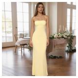 VANCOL Womenfts Cutout Backless Maxi Dress Sexy Sleeveless Tight Slip Spaghetti Strap Long Dresses Yellow S