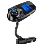 Nulaxy Car Bluetooth FM Transmitter 2024 Upgraded, 1.44\ Display Flexible Gooseneck, Handsfree Call Wireless Music Stereo Audio Player Radio Adapter Car Kit USB Phone Charger, TF SD Card AUX-KM18in
