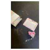 Geyoga Pink Bow Coquette Gifts Set Includes Horizontal ID Badge Holder and Retractable Badge Reel with Alligator Clip Funny Name Tag Card Holder for Worker Doctor Nurse Teacher Office Accessories
