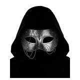 Guayma Steampunk Oni Masquerade Mask for MenWomen Halloween Mardi Gras Venetian Costume Party Prom Ball,Silver