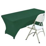 Fhberni Spandex Table Cover 4 ft. Fitted Polyester Tablecloth Stretch Table Cover Table Topper Open Back - Emerald Green