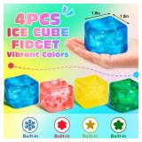 4 Pack Fidget Toy Stress Cube, Slow Rise Stress Balls Ice Cube,Mellow and Chill,Square Squishy Balls for Anxiety Relief,Nice Cube Squishy,Prize Box Toys for Kids Classroom Birthday Gifts Party Favors