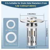 Nevellir 2 Pack Bathroom Sink Stopper for 1.06-1.50in, Universal Bathroom Sink Drain Pop Up Stopper for US Stainless Steel Floor Drain Filter, Universal Drain Filter with Hair Strainer(Silver)