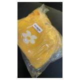 chouyatou Womenfts Fuzzy Daisy Printed Cropped Cardigan Open Front Jacquard Knit Sweater Tops (Large, Yellow)