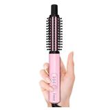 FARERY Mini Thermal Brush 3 Temperature Adjustable, 34 Inch Travel Curling Iron for Short Hair, Heated Round Brush for Touch ups and Small Curls, Travel Size Curling Wand, Dual Voltage, Pink
