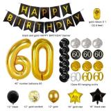 60th Birthday Decorations For Men Black And Gold Happy Birthday Banner 60 Birthday Party Decorations 60 Balloon Numbers For Him