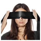 FRESHME Satin Sleep Mask - Comfortable Eye Mask Blindfold for Women Men Soft Adjustable Blackout Eye Cover Shade for Night Sleeping Travel Meditation Pure Black Valentinefts Day Gift 160cm63in