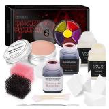 CHASPA Halloween Liquid Latex Special Effects SFX Makeup Kit - Scar Wax + 2 Btl Liquid Latex + 2 Btl Fake Blood + Spatula Tool + 2Pcs Stipple Sponge + 4Pcs Makeup Sponges + Cotton Swabs