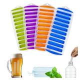 Lilyfts Home Set of 4 Silicone Ice Cube Tray without Lid, BPA-Free, Ideal for Water Bottles andSports Bottles,Stackable Design for Quick Release, Skinny Ice Cube Trays for Freezer(11.81\x4.61\inx0.75\