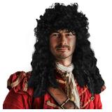 HOMELEX Pirate Wig Long Black Wavy Curly Captain Halloween Punk Rock adult Cosplay