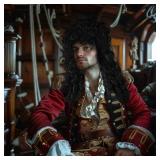 HOMELEX Pirate Wig Long Black Wavy Curly Captain Halloween Punk Rock adult Cosplay