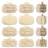 COCHIE DIY 3D Fall Pumpkin Wood Crafts to Paint for Kids Adults, Paintable Unfinished Wooden Slices for Craft, Cutouts Ornaments for Painting Decorations (24 PCS)