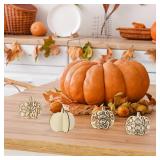 COCHIE DIY 3D Fall Pumpkin Wood Crafts to Paint for Kids Adults, Paintable Unfinished Wooden Slices for Craft, Cutouts Ornaments for Painting Decorations (24 PCS)