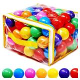 Hovenlay Ball Pit Balls Phthalate Free BPA Free Crush Proof Plastic - 7 Bright Colors in Reusable Play Toys for Kids with Storage Bag