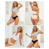 ALL OF SHE Womens Underwear Cotton Hipster Panties Breathable Sexy Cheeky Stretch Soft Ladies Bikini Underwear 6 Pack L