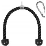 Yes4All Deluxe Tricep Rope Cable Attachment, 27 and 36 inch with 4 Colors, Exercise Machine Attachments Pulley System Gym Pull Down Rope with Carabiner, Black