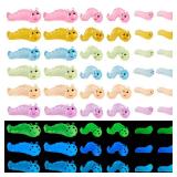 Pandahall 16Pcs Colorful Resin Luminous Ornaments Resin Mini Caterpillar Glow in The Dark Worm Miniature Figurines for Garden DIY Christmas Party Outdoor Accessories