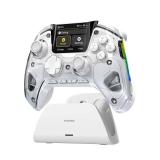 ManbaOne Interactive Screen Wireless Gaming Controller for PCSwitchSwitch 2iOSAndroid,Hall Effect Stick and Trigger,RGB Lighting,Remappable Buttons,1800mAh with Charging Dock (White)