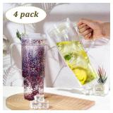 40oz Acrylic Snowglobe Tumbler, Pre Drilled Snow Globe Cup with Handle, Plastic Double Wall Snowglobe Cup for Glitter, Clear DIY Tumbler with Plug and Pre Hole, 4 Pack