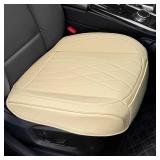 Sanwom Luxury Faux Leather Car Seat Cover Front Bottom Seat Cushion Cover, Anti-Slip and Wrap Around The Bottom, Fits 95percent of Vehicles (Beige)