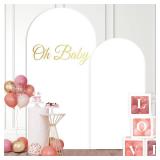 Arch Backdrop Cover 7.2FT 6FT, White Thickened Spandex Fitted Arch Covers Stretchy Backdrop Set of 2 Round Top Chiara Stand Cover with Zipper for Wedding Birthday Party Baby Shower Banquet Decoration