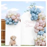Arch Backdrop Cover 7.2FT 6FT, White Thickened Spandex Fitted Arch Covers Stretchy Backdrop Set of 2 Round Top Chiara Stand Cover with Zipper for Wedding Birthday Party Baby Shower Banquet Decoration