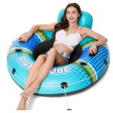 Jasonwell Inflatable River Tube Float - Heavy Duty River Float Pool Floats Lake Premium Water Tubes for Floating Recreational River Raft Lounge Floaties with 2 Cup Holders for Adult