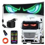 VDIKKS Devil Eyes Light for Windshield, 23\×5\in Flexible Bluetooth APP Control Scrolling LED Car Sign Full Color Display Custom Text Pattern Animation Programmable LED Sign for Car Truck (1PCS)in