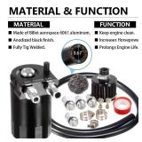 Vincos Universal 38\and916\in 400ml Aluminum Oil Catch Can Dual Cylinder Polish Baffled Engine Air Oil Separator Tank Reservoir Kit with Breather Black Small Drain and High Pressure Hose Line Tubein