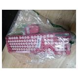 Wireless Keyboard and Mouse Combo - Round Keycaps, Full-Size Retro Typewriter Keyboard with Detachable Wrist Rest, Sleep Mode and Tilt Legs, 2.4GHz Cordless Connection for MacWindowsPC (Hot Pink)