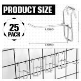 Moxweyeni 25 Pcs 4 Inch Silver Stainless Steel Grid Wall Hooks and Hangers, Modern Wall Mount Organizers for Retail, Craft Show, Home Setup
