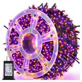 weillsnow 164FT 500 LED Halloween Lights, 8 Modes Waterproof Plug in String Lights for Halloween Indoor Outdoor Yard Party Wedding Garden Home Decorations (Purple and Orange)