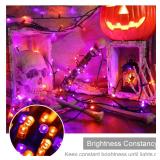 weillsnow 164FT 500 LED Halloween Lights, 8 Modes Waterproof Plug in String Lights for Halloween Indoor Outdoor Yard Party Wedding Garden Home Decorations (Purple and Orange)