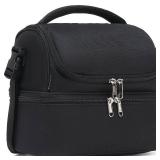 FlowFly Double Decker Cooler Insulated Lunch Bag Large Tote for Boys, Girls, Men, Women, With Adjustable Strap,Black