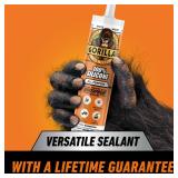 Gorilla Waterproof Caulk and Seal Silicone Sealant, 10oz Cartridge (Pack of 1) - White Caulking Sealant for Kitchen, Window, Bath, Marine, Door and More
