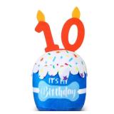 Dansydaisy Dog Birthday Cake Toy Accessories for Girl Boy Gifts, Squeaky Plush Toy for Dog Birthday Party Decor Favor for Large, Medium and Small Dogs(10th,Blue)